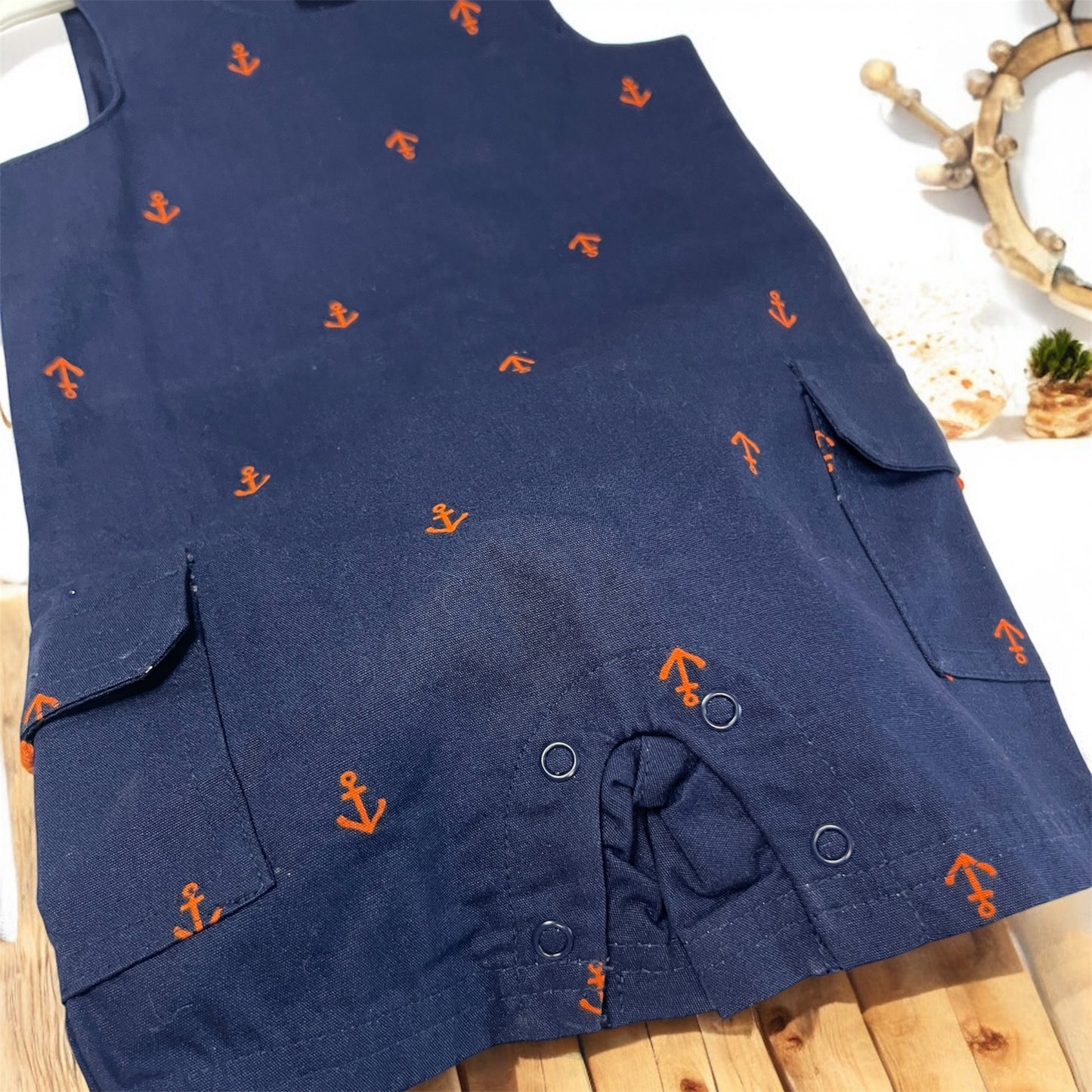 Nautical Navy Blue Baby Boys Girls Cotton Romper