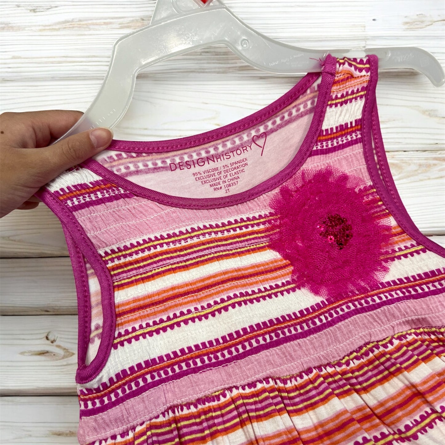 Pink Stripe Toddler Girls Viscose Dress