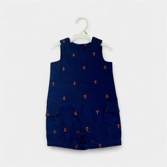 Nautical Navy Blue Baby Boys Girls Cotton Romper